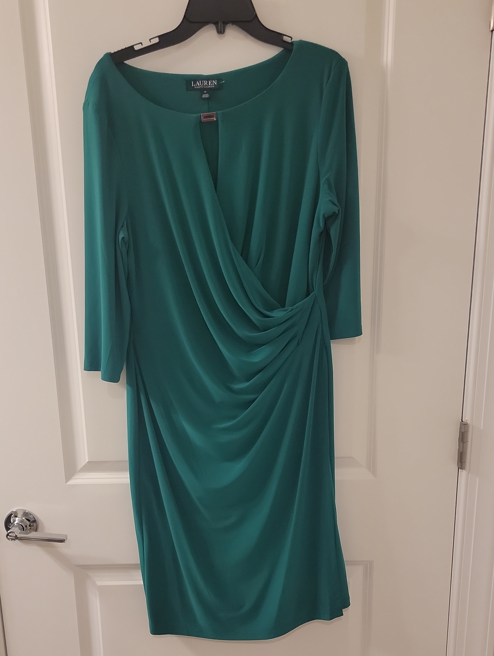 Lauren Ralph Lauren Emerald Green Draped Midi Dress
